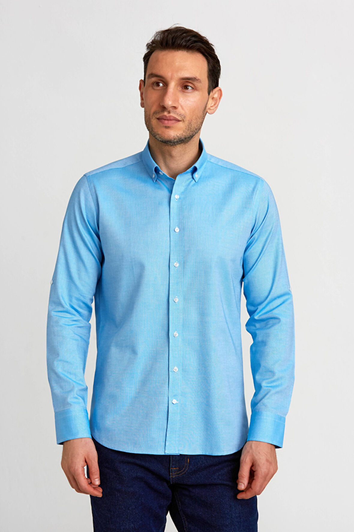 Bisse Regular Fit Paşa Yaka Düğmeli Koyu Mavi Erkek Gömlek GMOK3PS22400001_D36