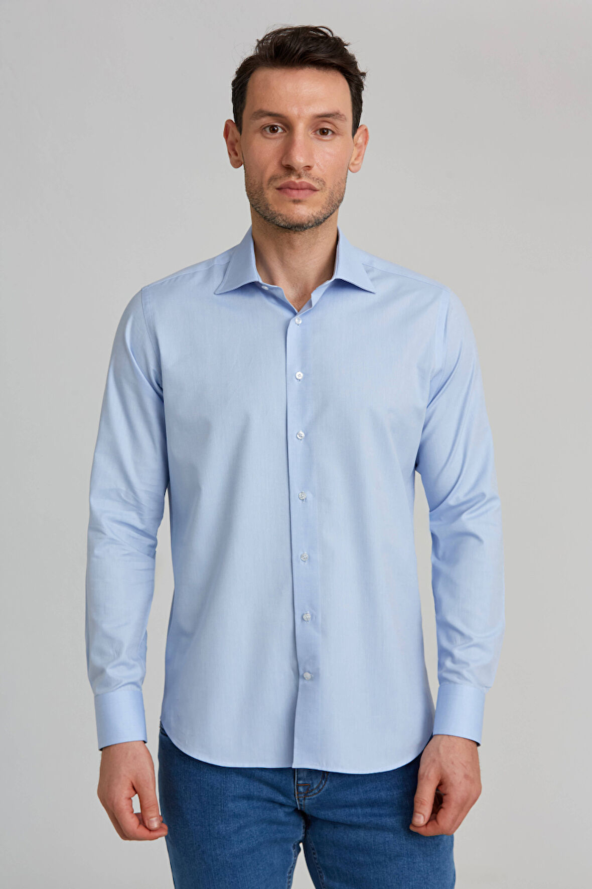 Bisse Regular Fit Mavi Klasik Erkek Gömlek GMKLS1KD224004_D35