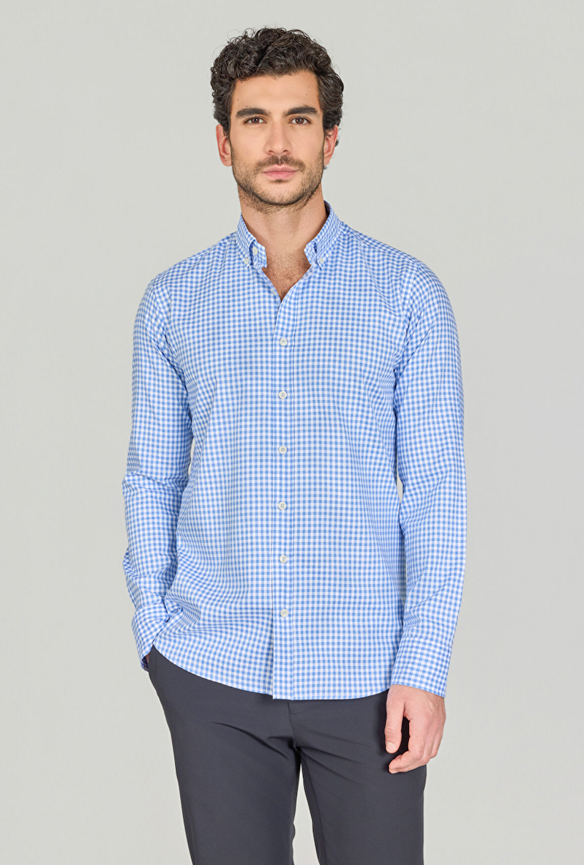 Bisse UZUN KOL PAŞA YAKA CEPSİZ GÖMLEK Mavi GMCZG250063_E35