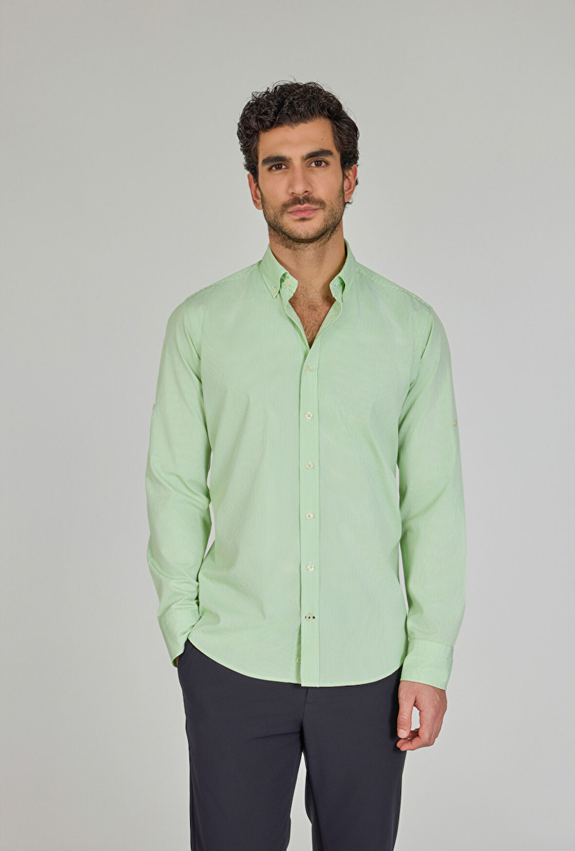 Bisse UZUN KOL PAŞA YAKA CEPSİZ GÖMLEK Yeşil GMCZG250080_E47