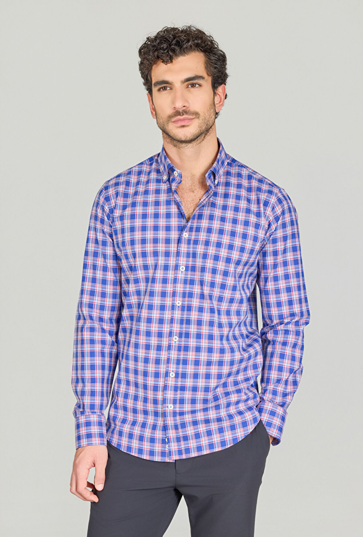 Bisse UZUN KOL PAŞA YAKA CEPSİZ GÖMLEK Lacivert GMCZG250058_D39