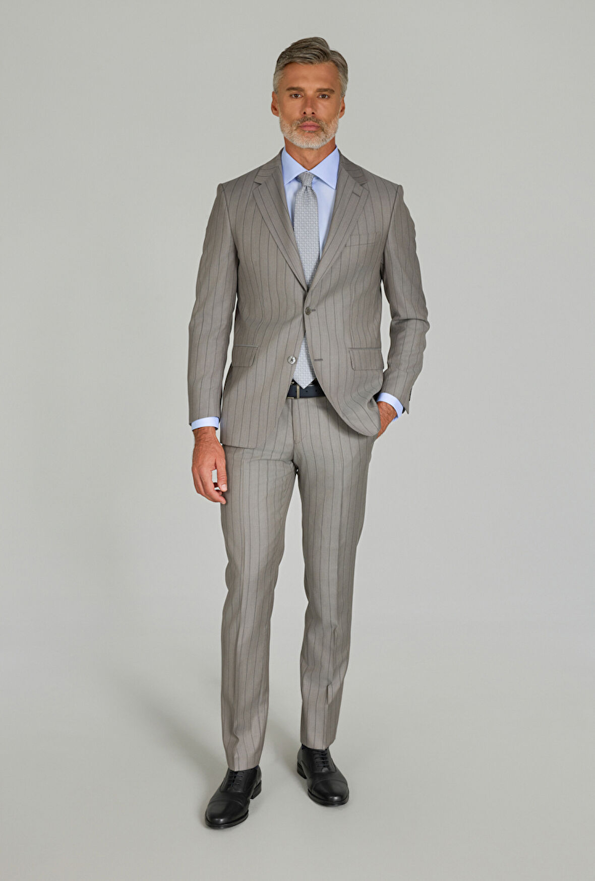 Bisse COMFORT FİT MONO YAKA ÇİFT YIRTMAÇ TAKIM ELBİSE SEDEF DÜĞMELİ Gri PTK25Y25003_D55