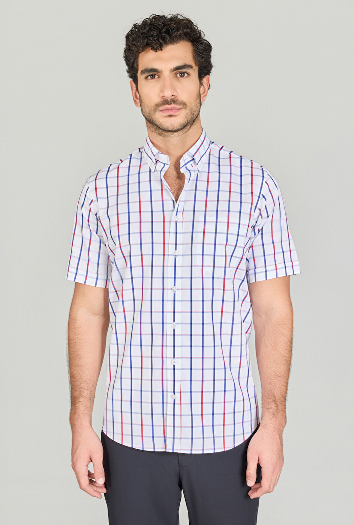 Bisse PAŞA YAKA KISA KOL REGULAR FİT GÖMLEK Kırmızı GMEKS250004_D24