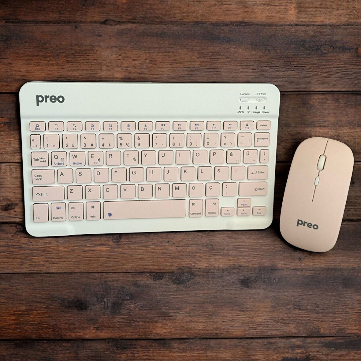 Preo K9 Mini TV Tablet Ve Telefon Uyumlu Kablosuz Klavye Mouse Pembe Set