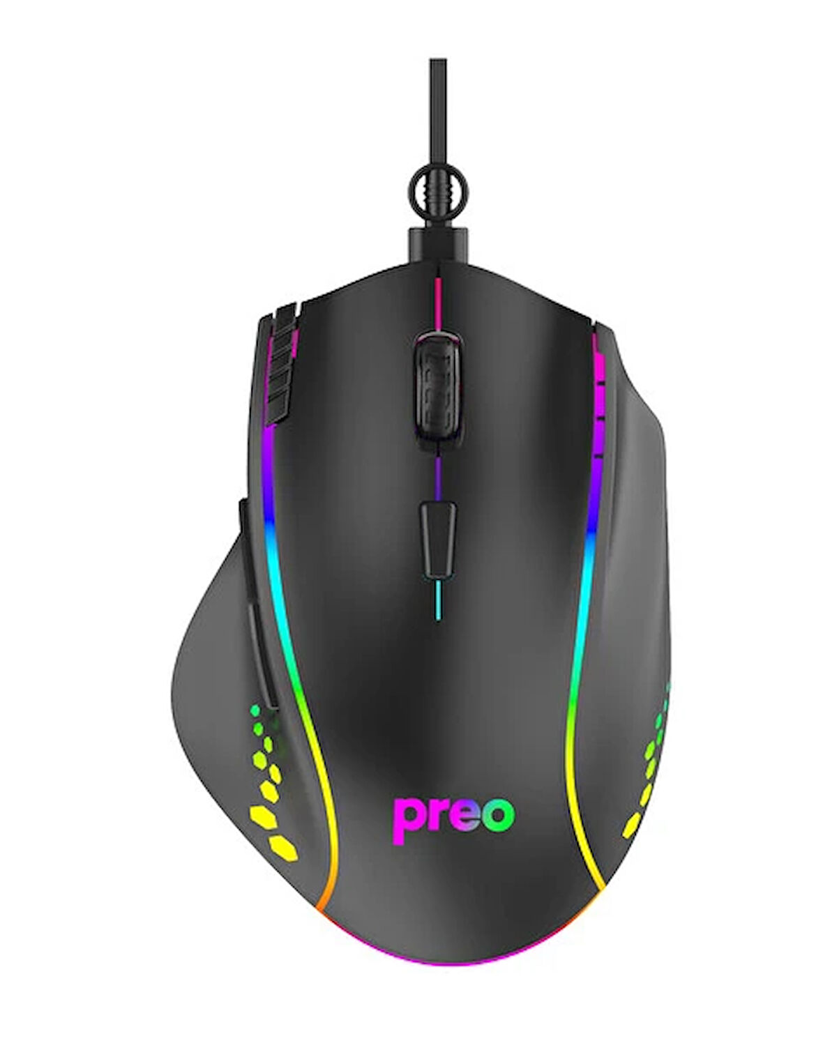 Preo Mg30 RGB LED 7D Makro7200DPI Kablolu Gaming Mouse Siyah