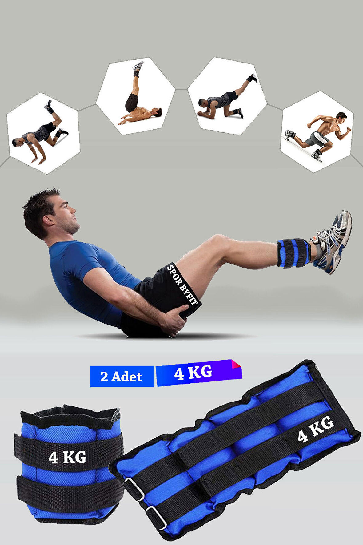 4 Kg Mavi Deluxe Comfort El Ayak Ağırlığı