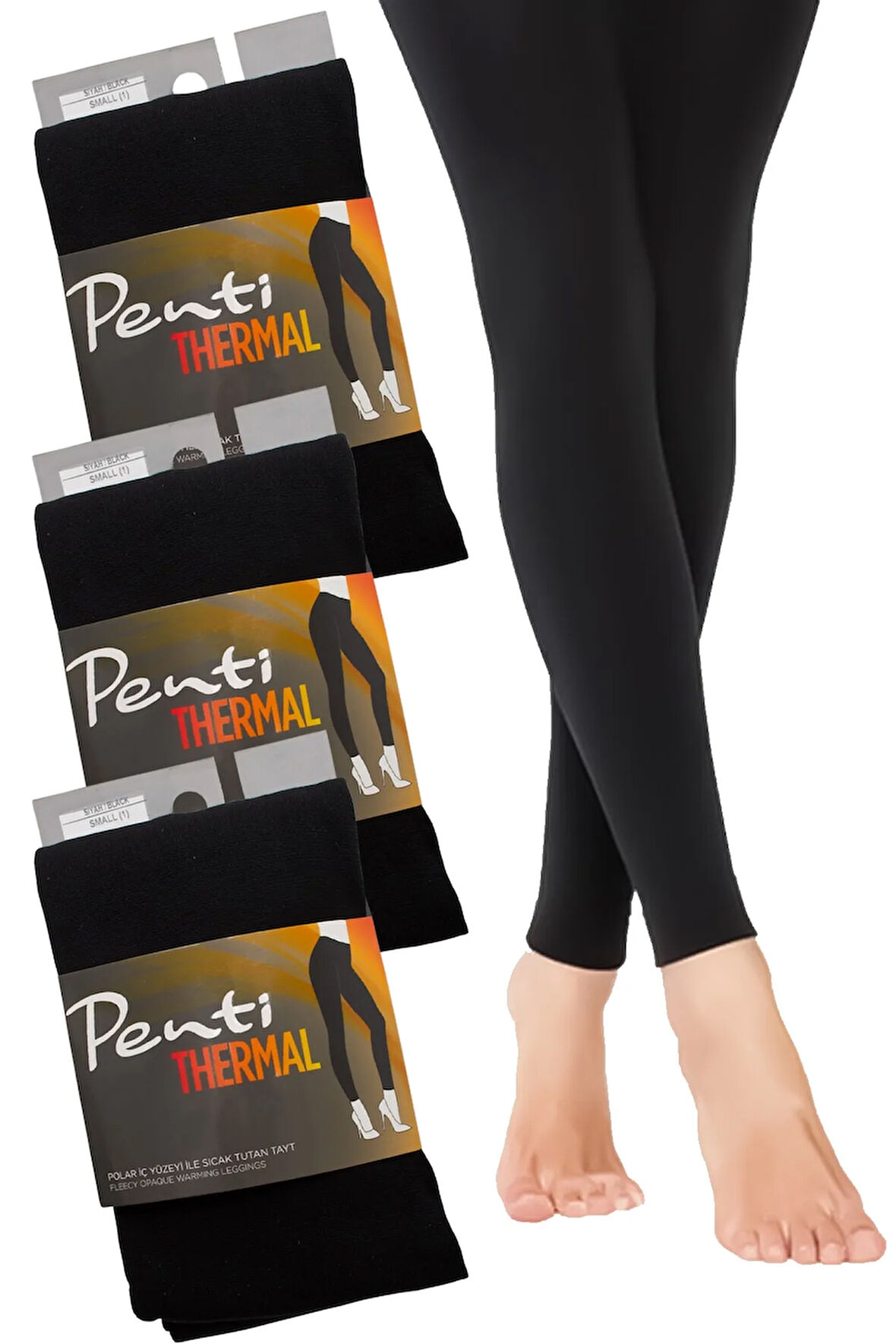 Termal 3'lü Kadın Siyah Içi Polar Esnek Tayt