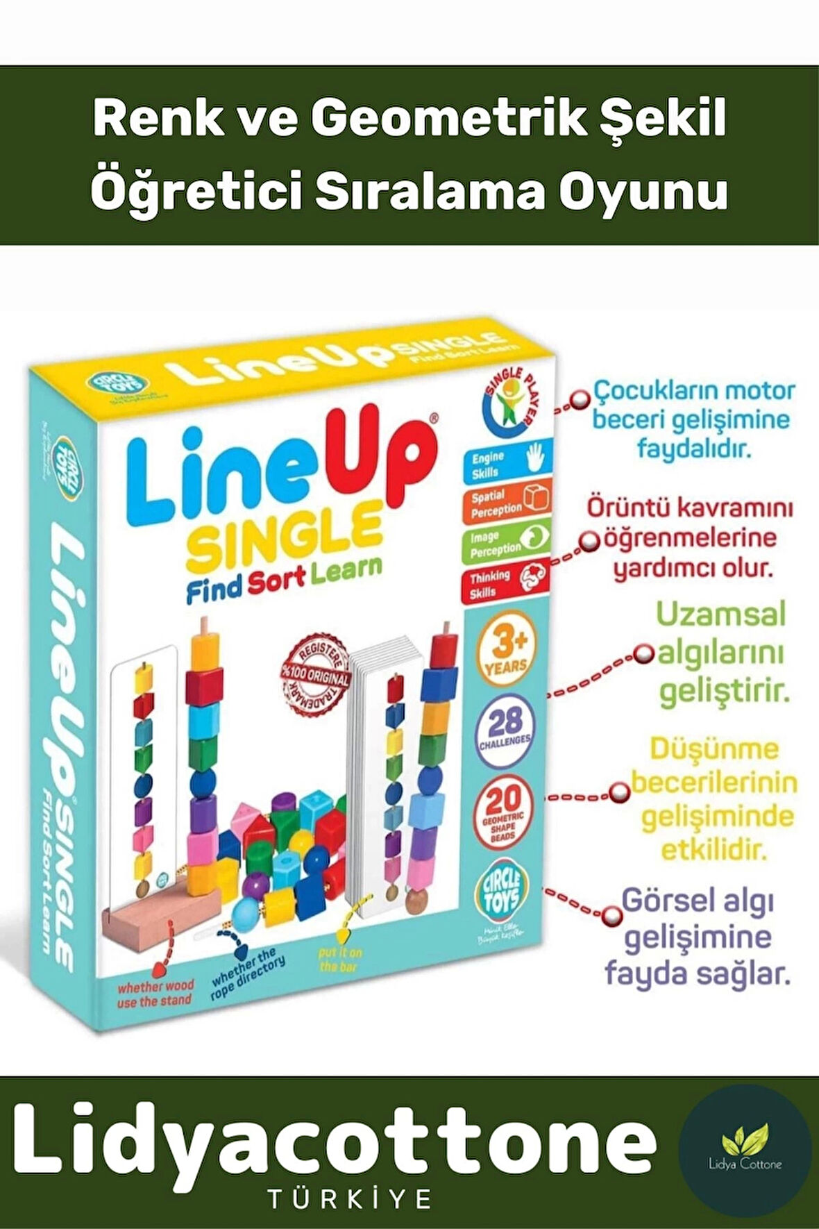 Premium Zeka Geliştirici Motor Becerileri Görsel Algı Geliştirir Lineup Sıngle Bul Sırala Öğren
