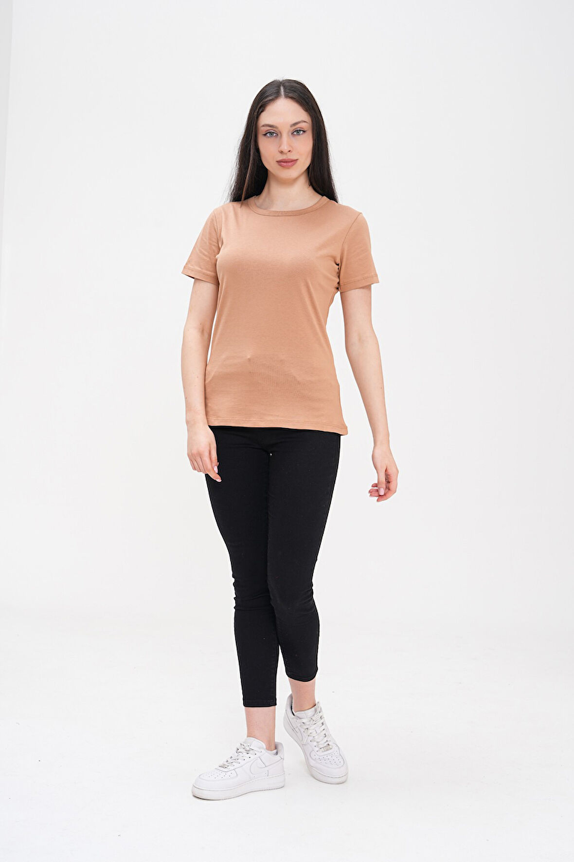 Basics&More Kadın Pamuklu Basic Bisiklet Yaka T-Shirt - 20791