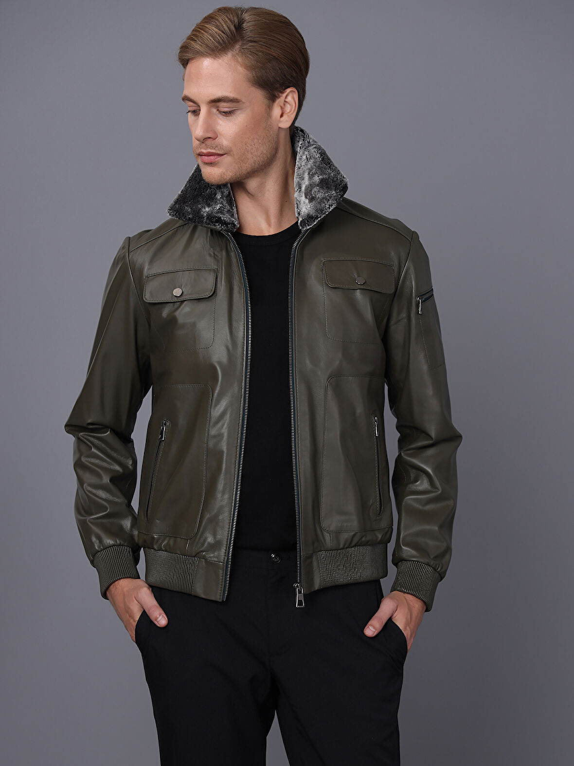 Basics&More Erkek Deri Ceket ES511