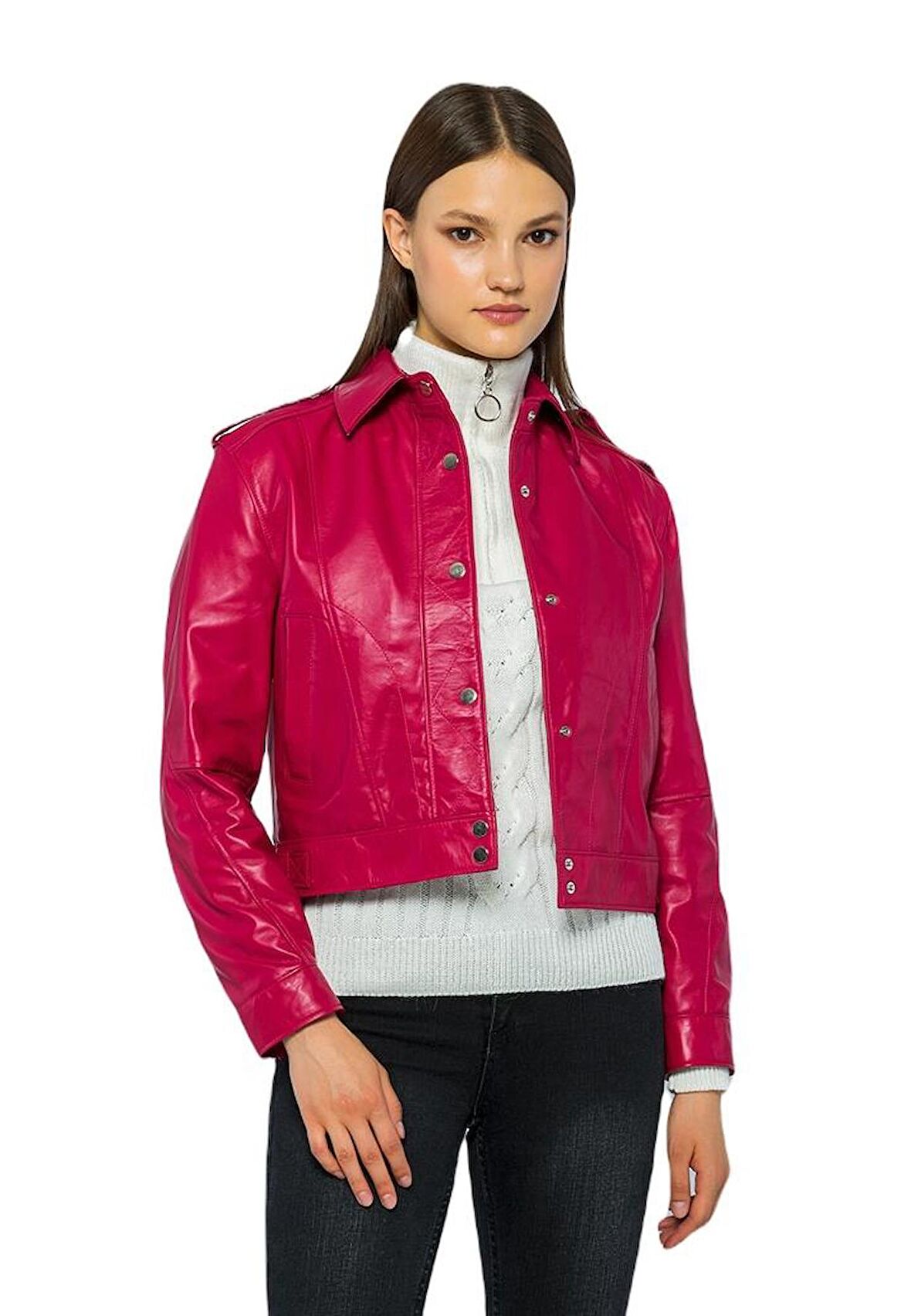 Basics&More Kadın Hakiki Deri Ceket - Kendall