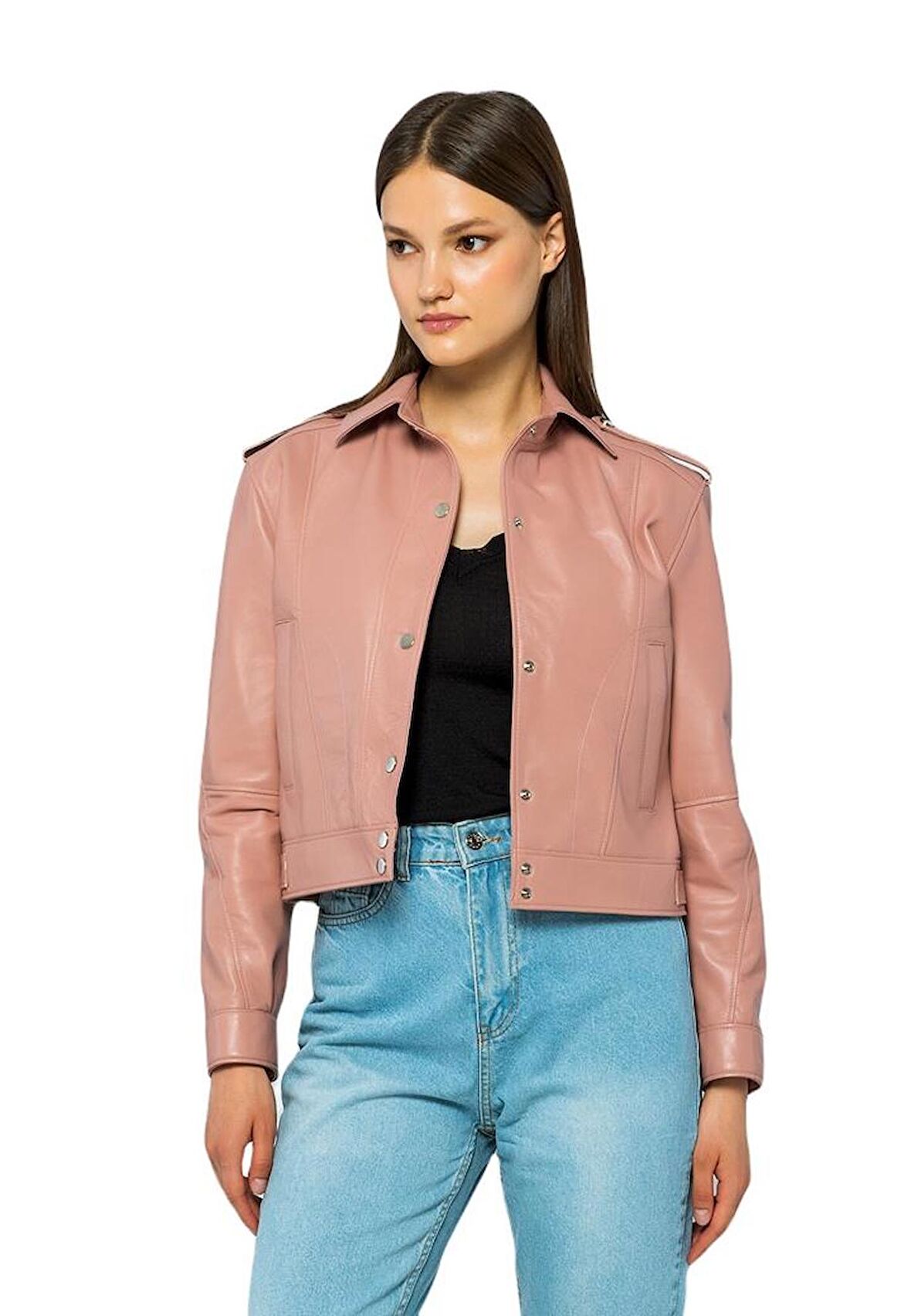 Basics&More Kadın Hakiki Deri Ceket - Kendall