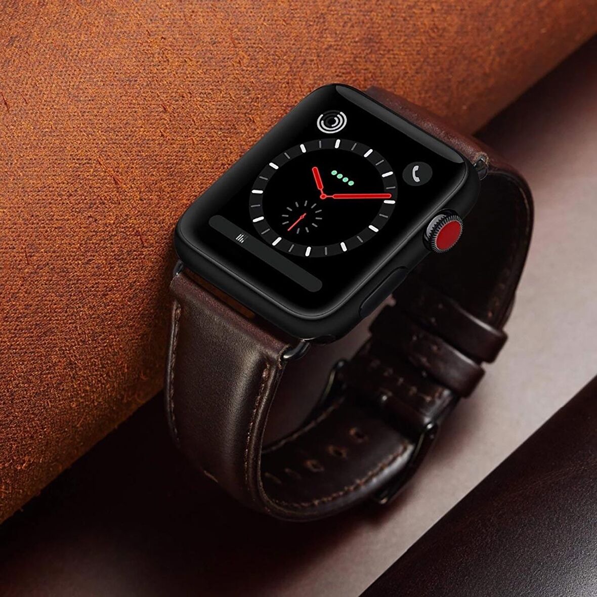 E2M Apple Watch Uyumlu 42-44MM KRD-10 DERI KIRMIZI KORDON 
