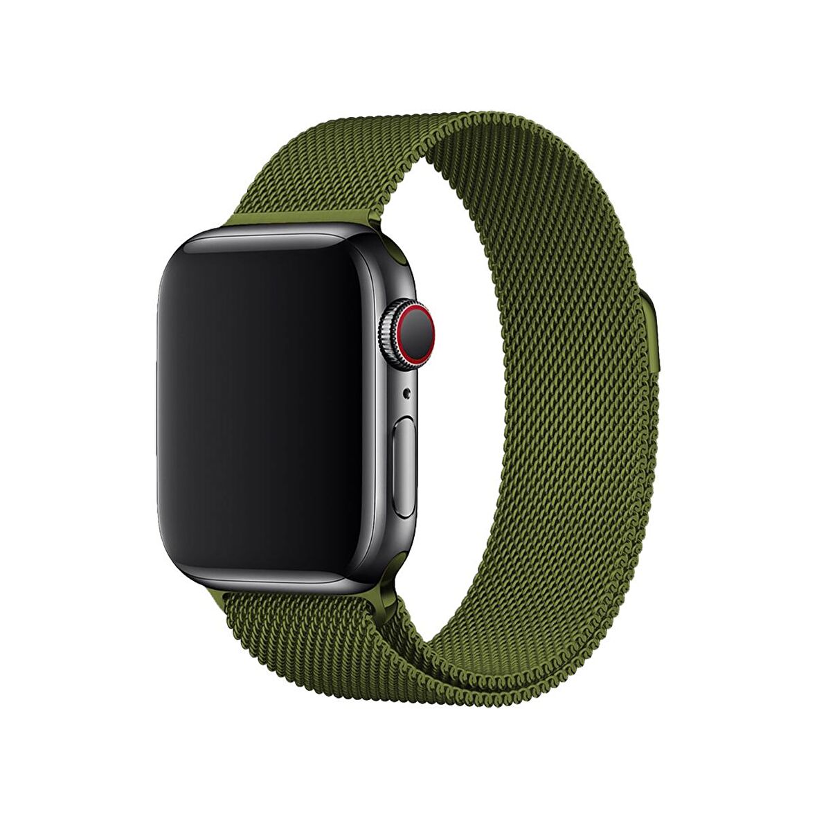 E2M Apple Watch 42-44-45-49mm KRD-01 Metal Hasır Yeşil Kordon