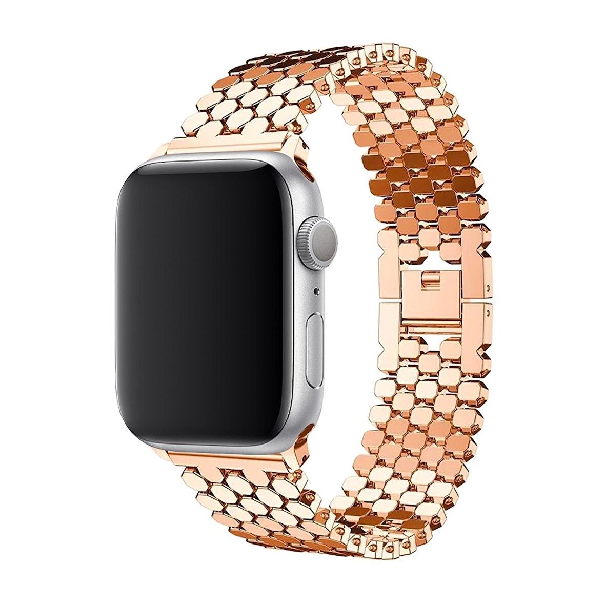 E2M Apple Watch Uyumlu 42-44mm KRD-16 Metal Rose Gold Kordon 