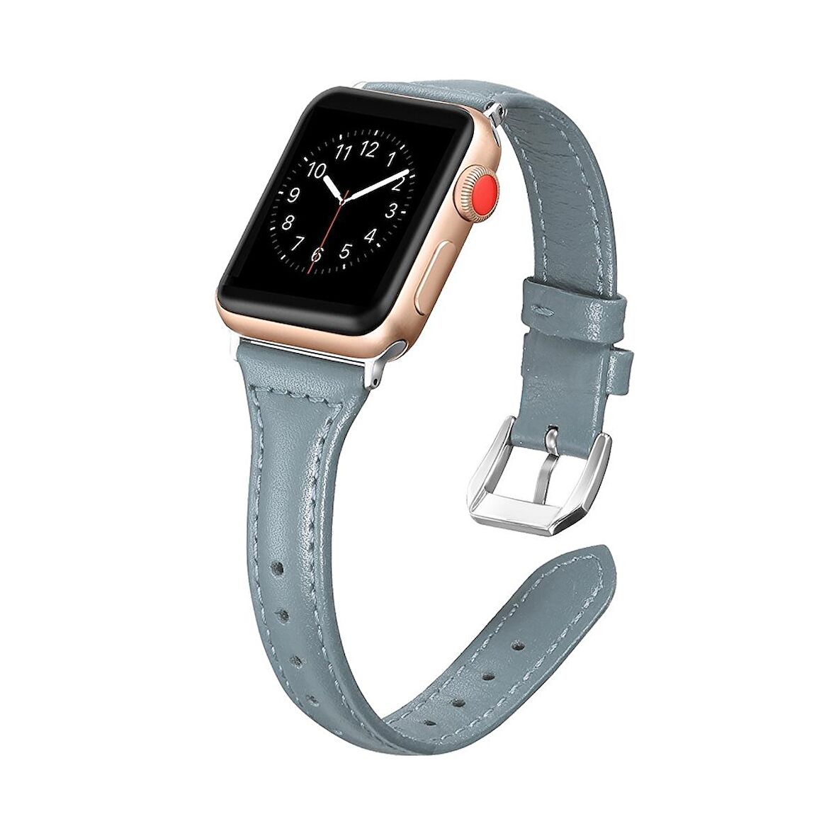 E2M Apple Watch Uyumlu 42-44mm KRD-13 Deri Mavi Kordon 