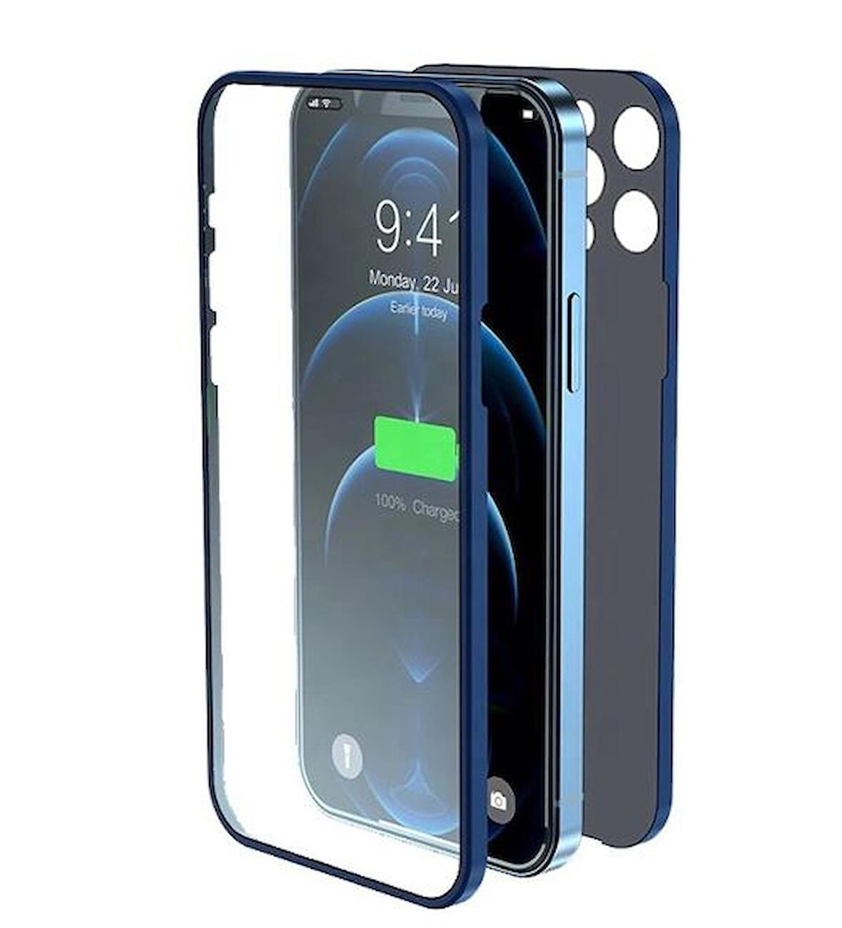 BİKAPAK PRO 360 IPHONE 13 PRO MAVİ KAPAK