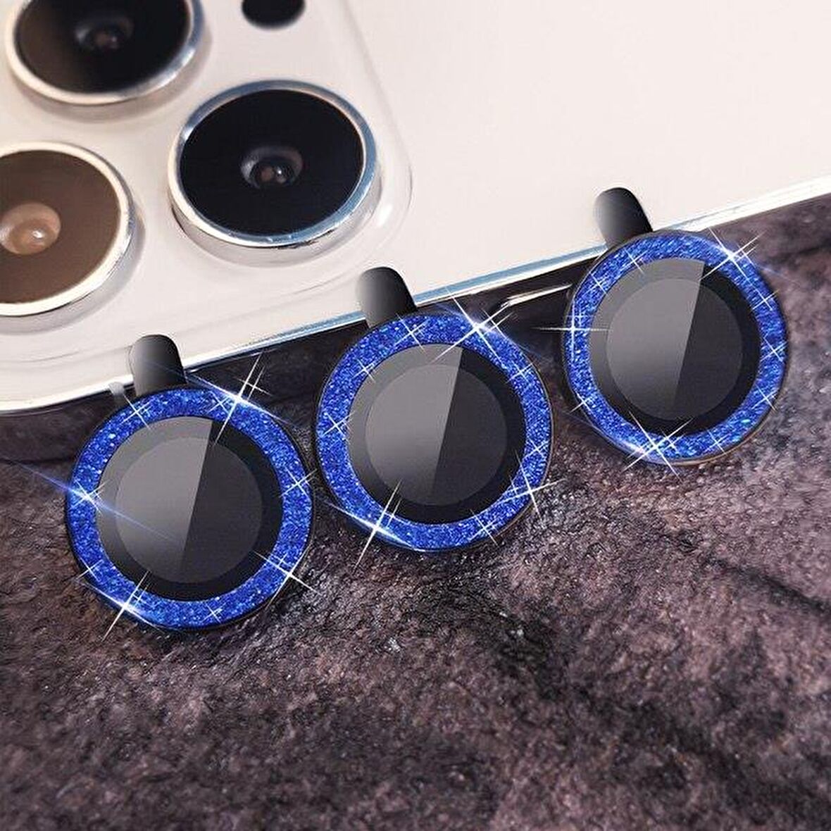 BİNANO IPHONE 12 PRO MAX DIAMOND MAVİ CAMERA KORUY