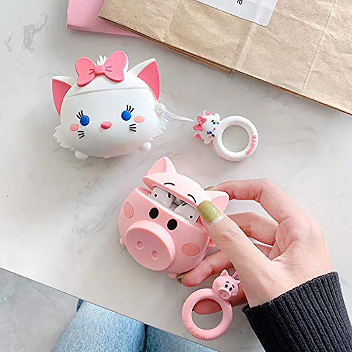 E2M AIRPODS 1-2 KILIF CUTE DOMUZ PEMBE