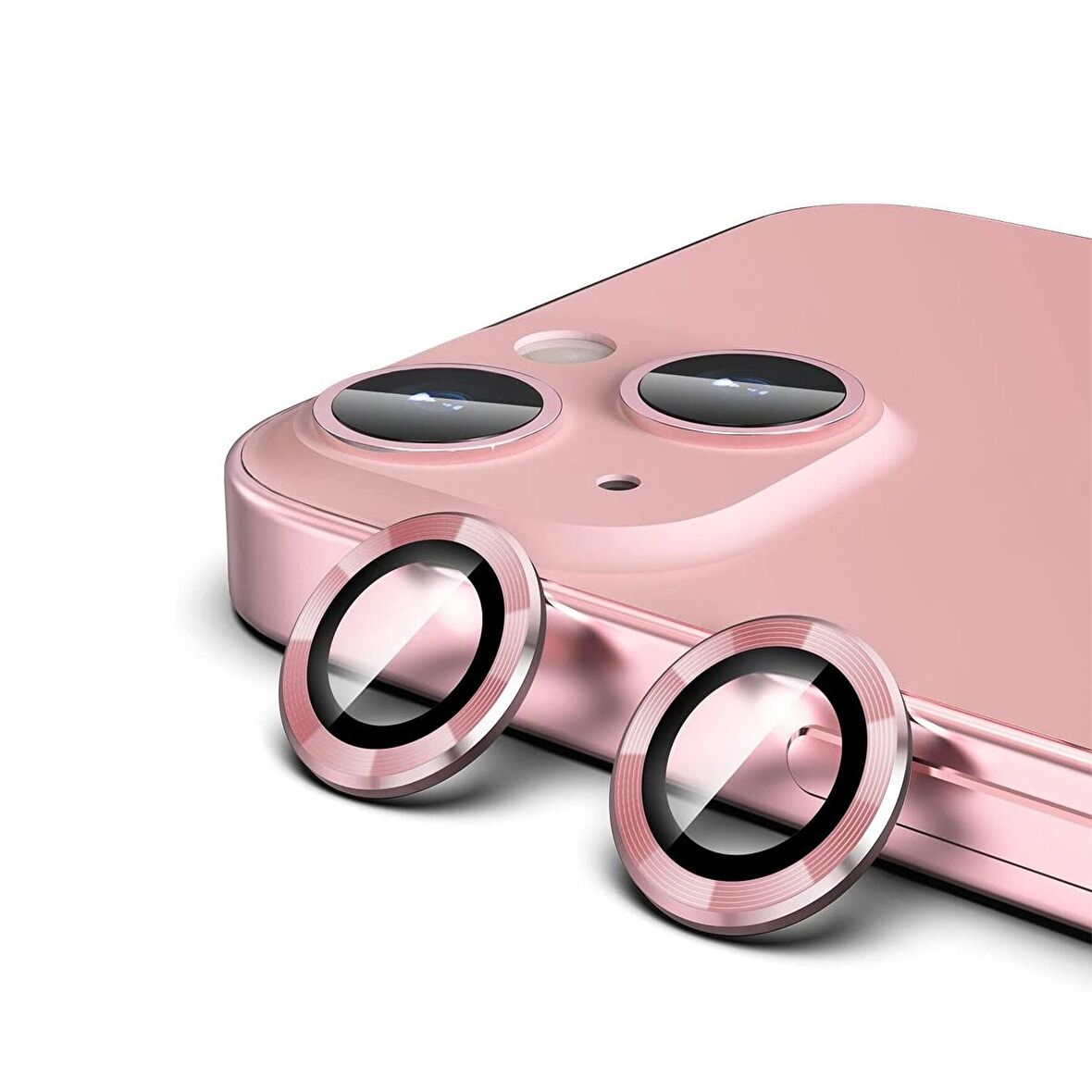 Binano Metal Ring Iphone 13/13 Mini Pembe Kamera Koruyucu