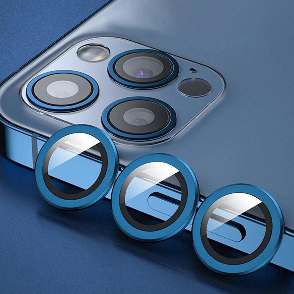 Binano Metal Ring Iphone 13 Pro/13 Pro Max Mavi Kamera Koruyucu