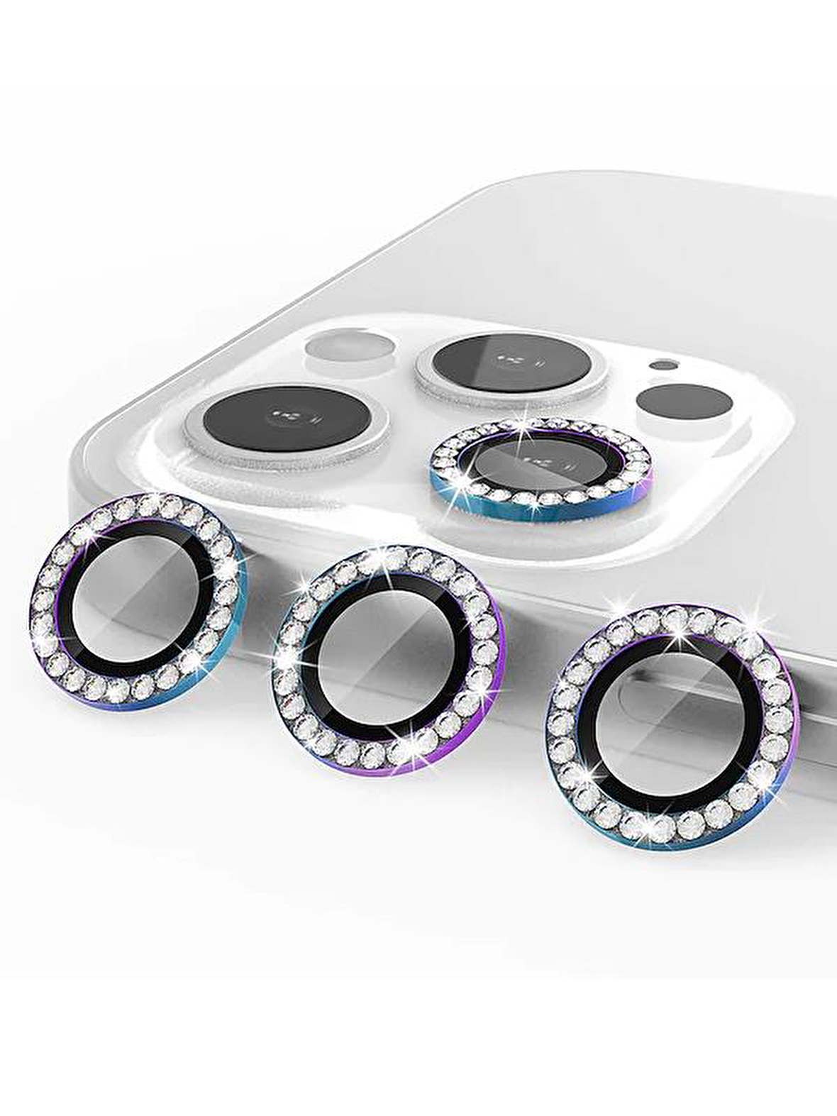 Binano Iphone 12 Pro Max Taşlı Gökkuşağı Kamera Ko