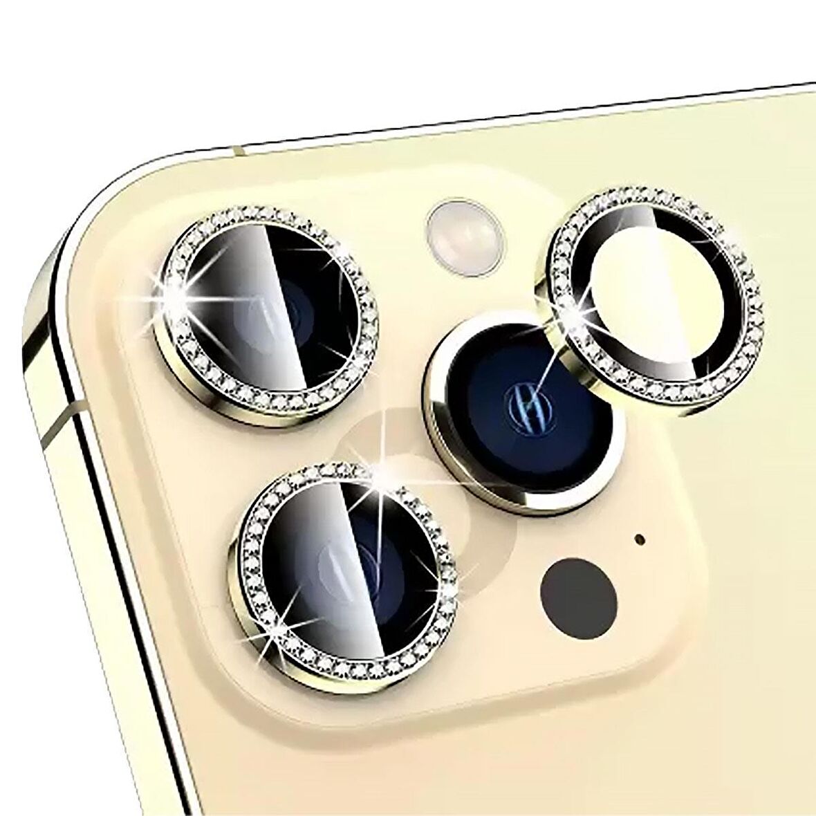BİNANO IPHONE 14 PRO/14 PRO MAX TAŞLI GOLD KAMERA 