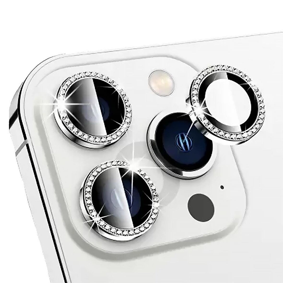 BİNANO IPHONE 14 PRO/14 PRO MAX TAŞLI SİLVER KAMER