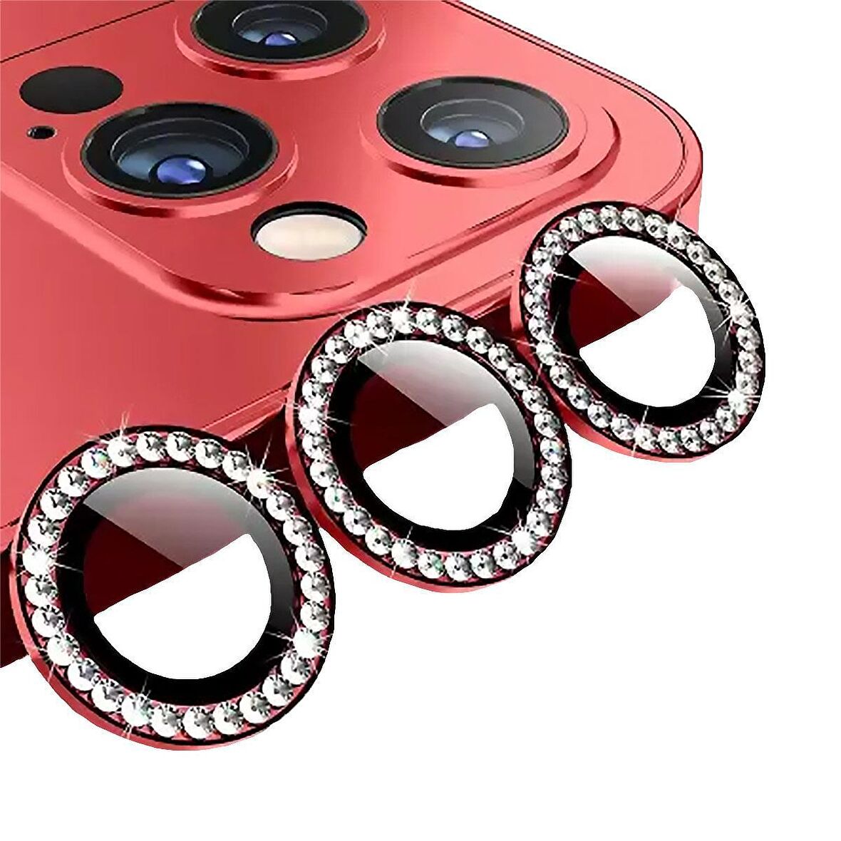 BİNANO IPHONE 14 PRO/14 PRO MAX TAŞLI KIRMIZI KAME
