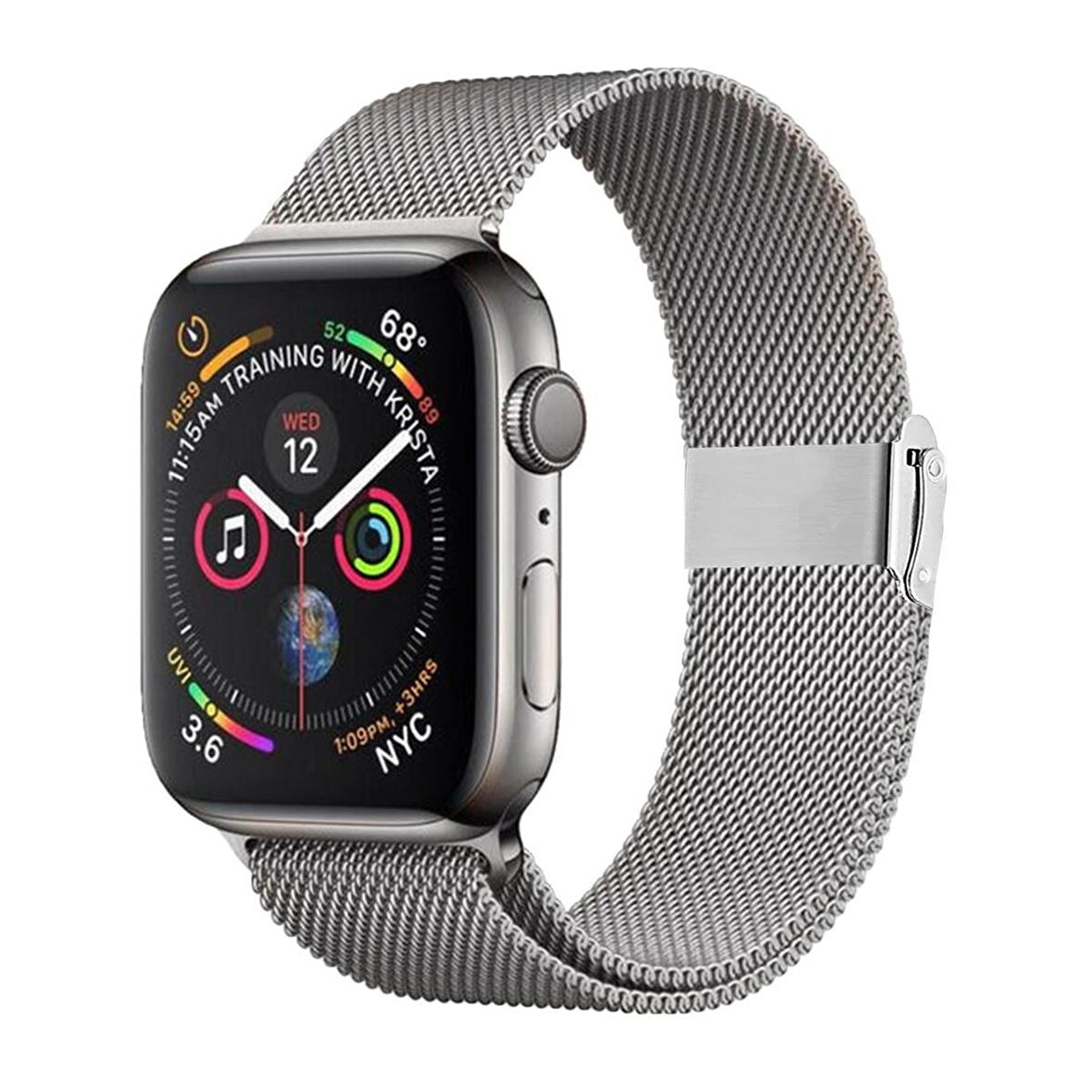 E2M Apple Watch Uyumlu 38-40-41MM KRD-31 METAL GÜMÜŞ KORD 