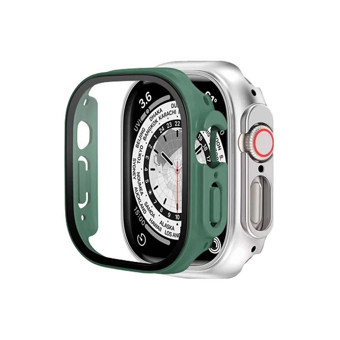 BİNANO Apple Watch Uyumlu ULTRA SENSE KASA VE EKRAN KORUYUCU KOYU YEŞİL 