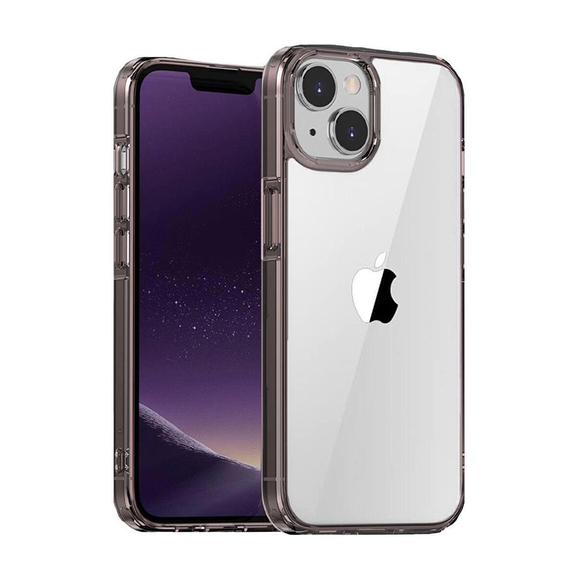 BİKAPAK ELIT CRYSTAL IPHONE 15 ŞEFFAF SİYAH KAPAK