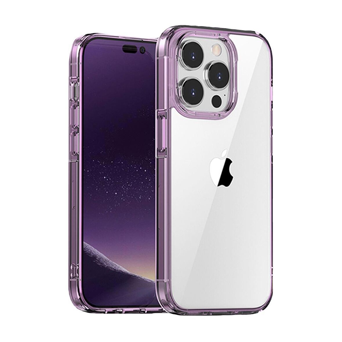 BİKAPAK ELIT CRYSTAL IPHONE 15 PRO ŞEFFAF MOR KAPAK