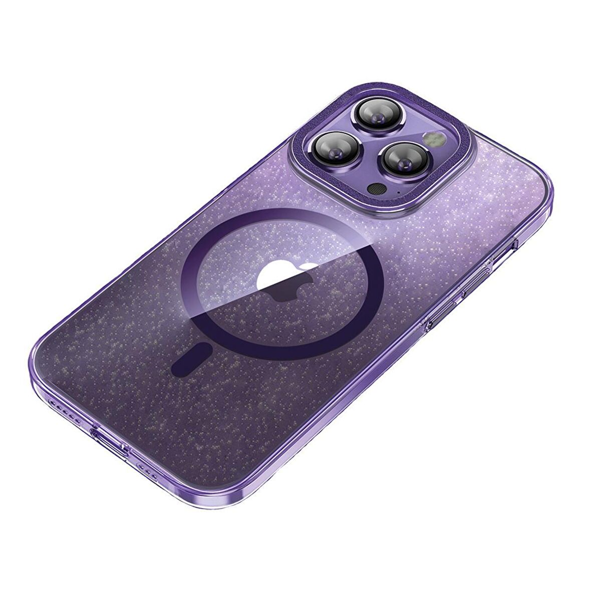 BİKAPAK MAGFIT IPHONE 15 PRO YALDIZLI MOR KAPAK