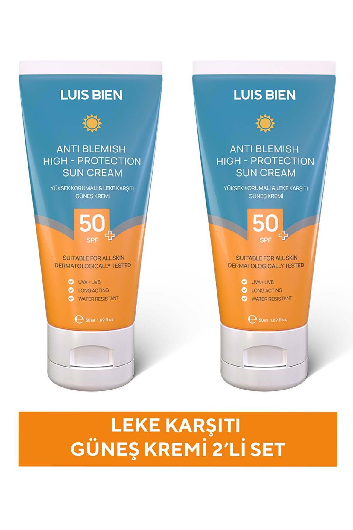 Leke Karşıtı Spf 50+ Yüksek Korumalı Nemlendirici Güneş Kremi 2 Adet 50 ml