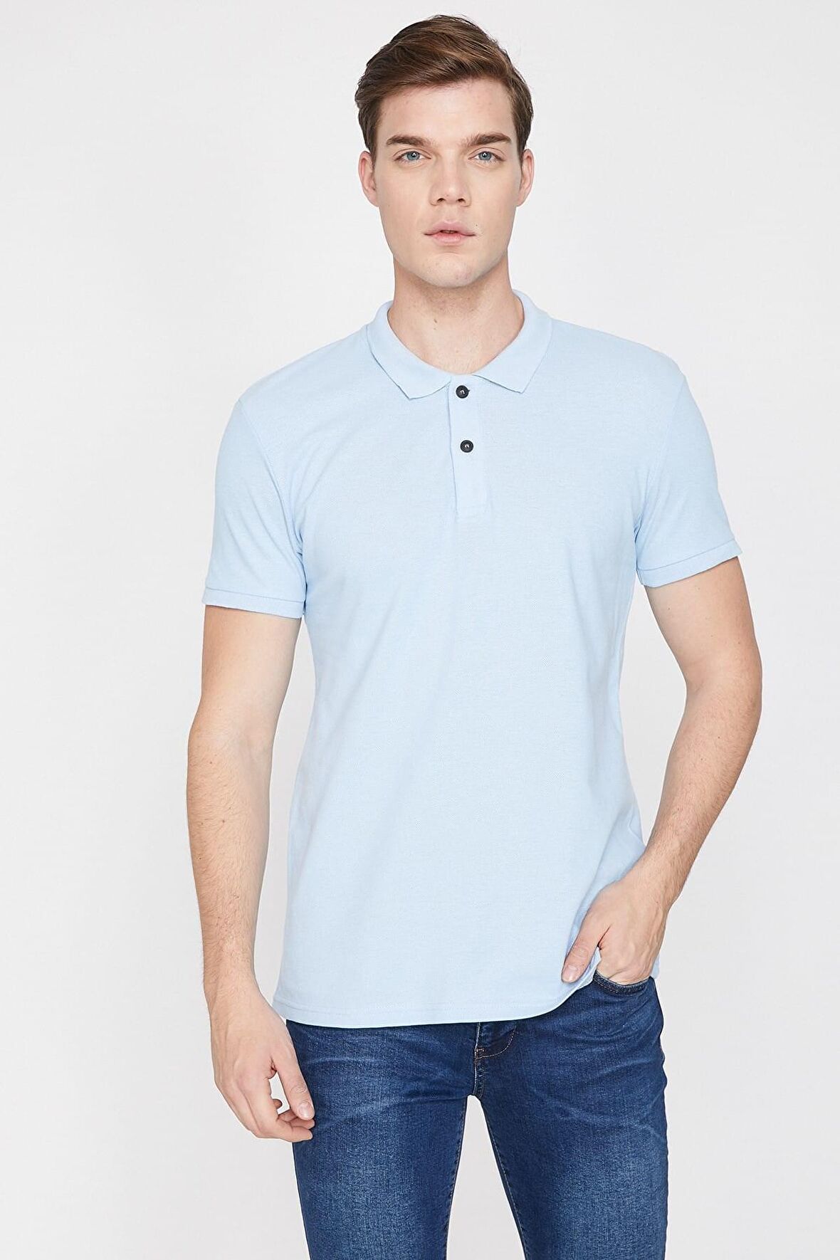 Erkek Mavi Polo Yaka T-Shirt 9YAM12133LK