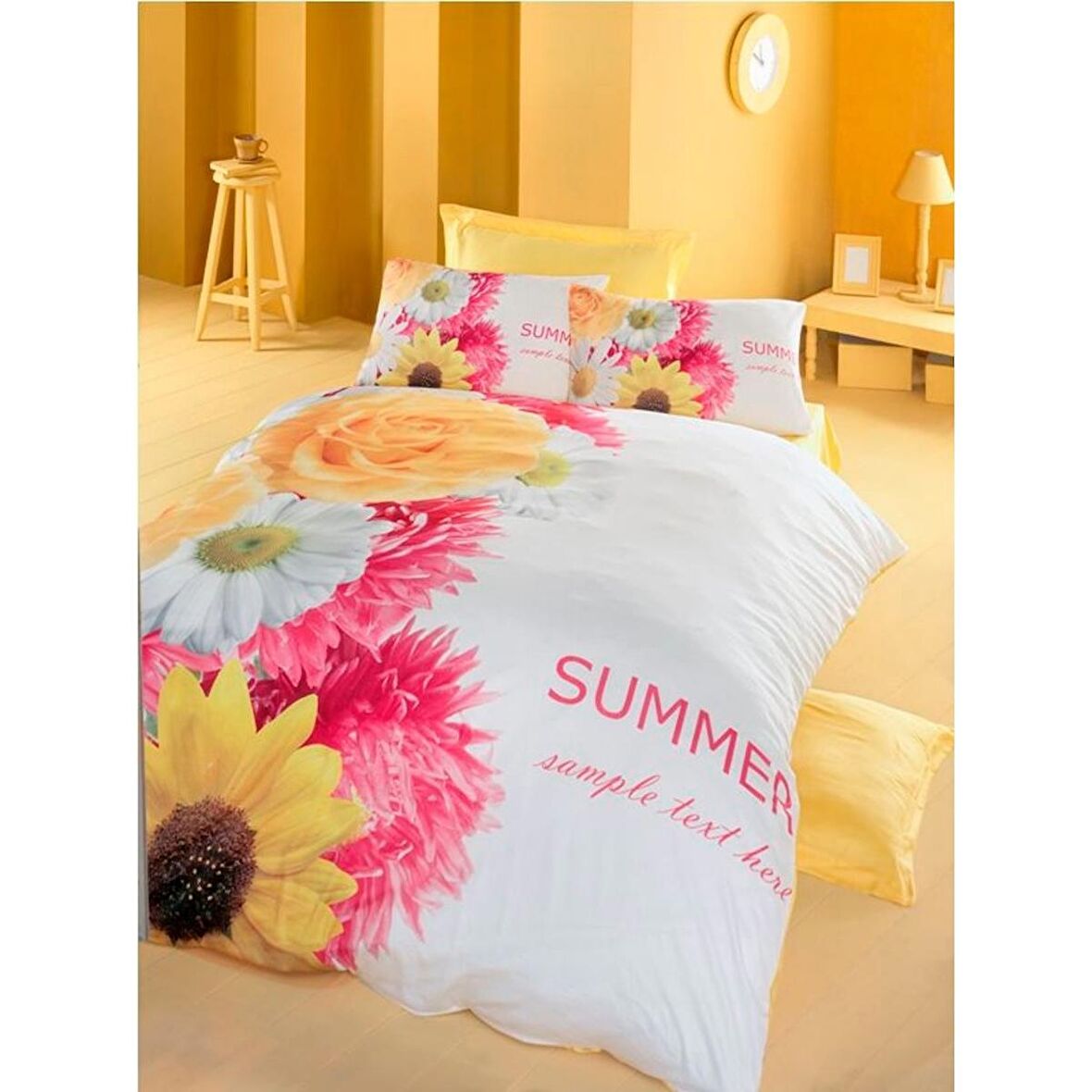 Komfort Home 3D Çift Kişilik Pamuk Saten Nevresim Takımı (Daisy)