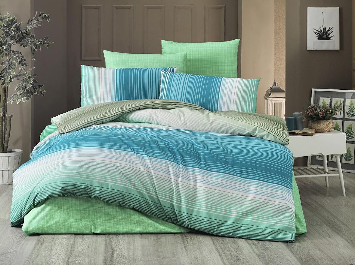 Komfort Home Tek Kişilik Polycotton Nevresim Takımı (Rainbow Yeşil)