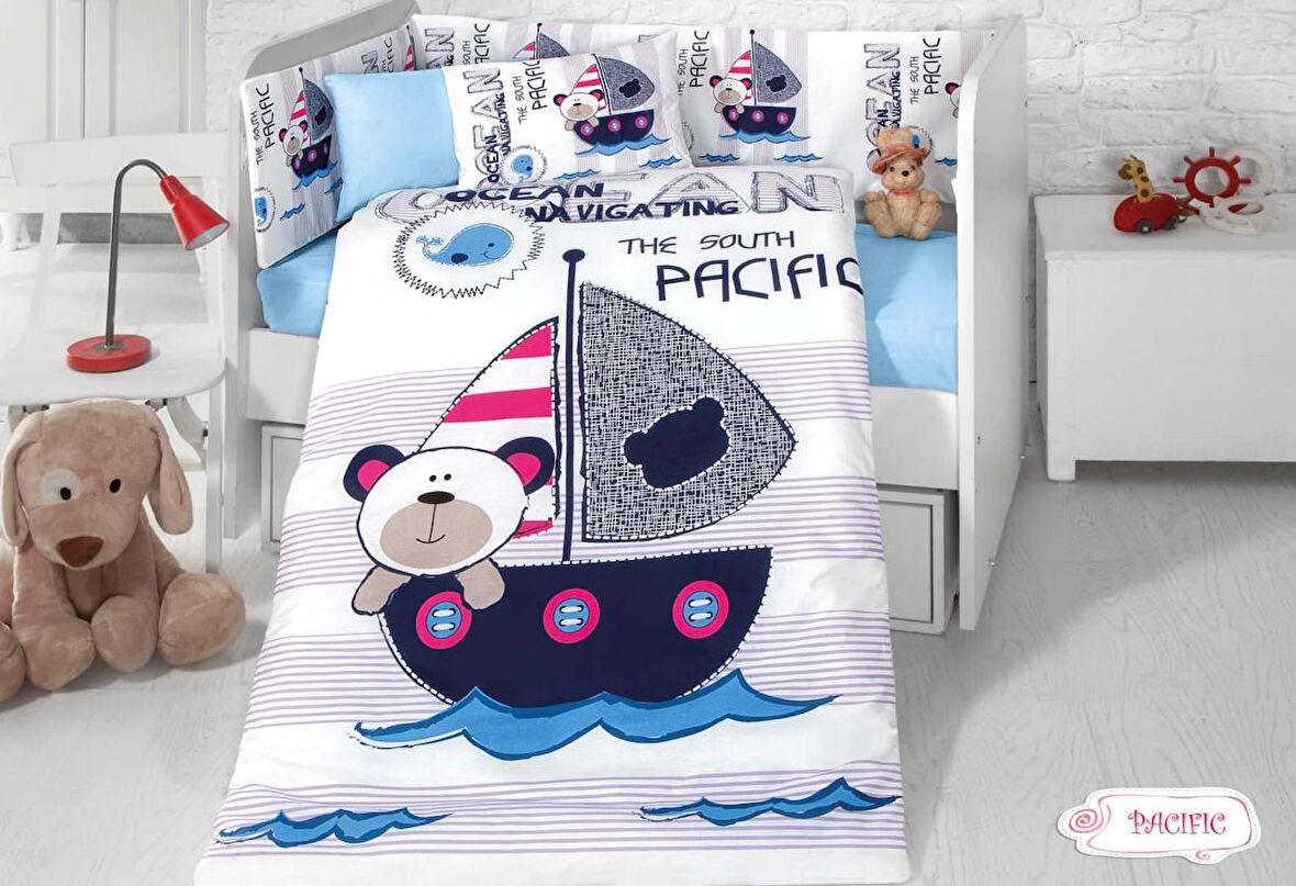 Komfort Home Bebek Uyku Seti 8 Parça Ranforce %100 Pamuk /Pacific