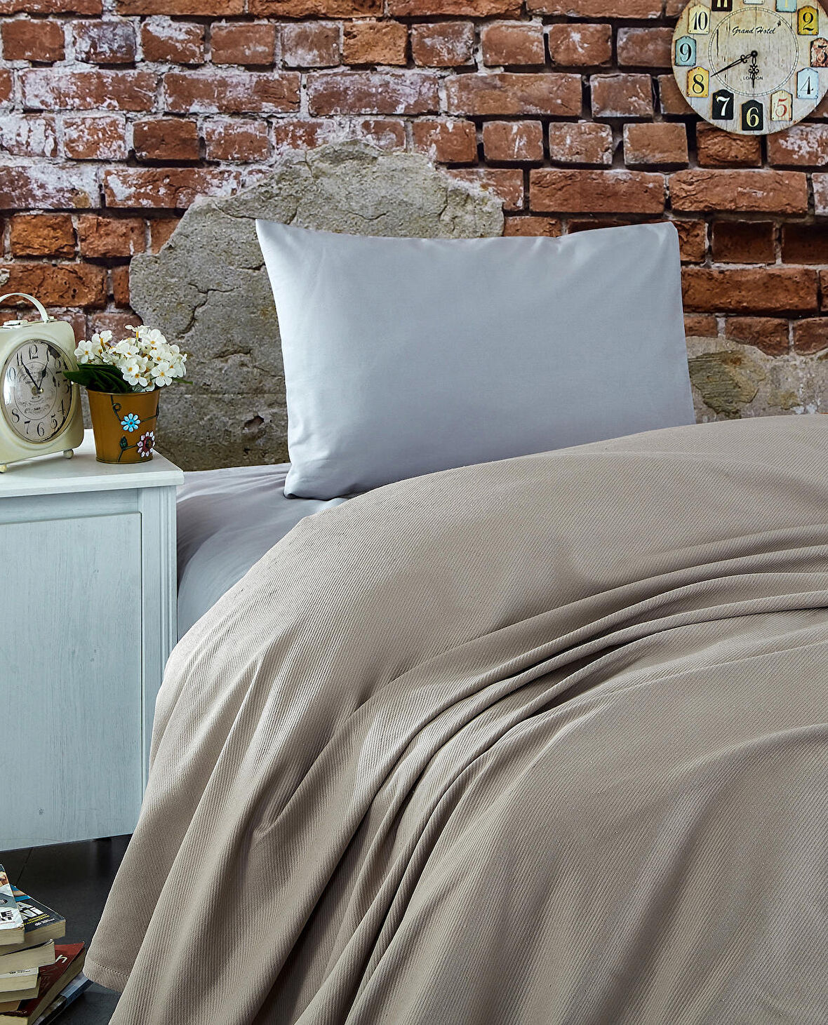 Komfort Home Tek Kişilik Ranforce Pike Takımı / S. Kahve