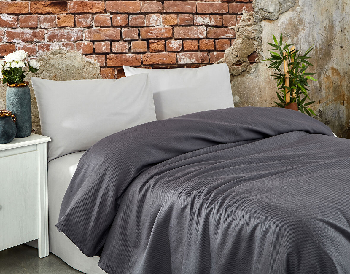 Komfort Home Çift Kişilik Ranforce Pike Takımı / Antrasit