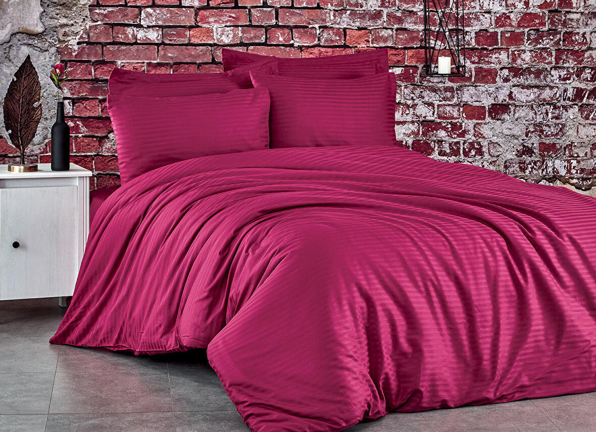 Komfort Home Tek Kişilik Çizgili Pamuk Saten Nevresim Takımı