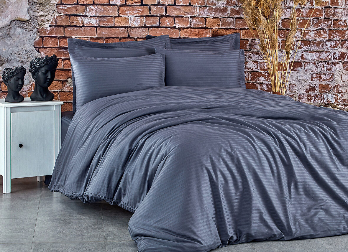 Komfort Home Çift Kişilik Çizgili Pamuk Saten Nevresim Takımı