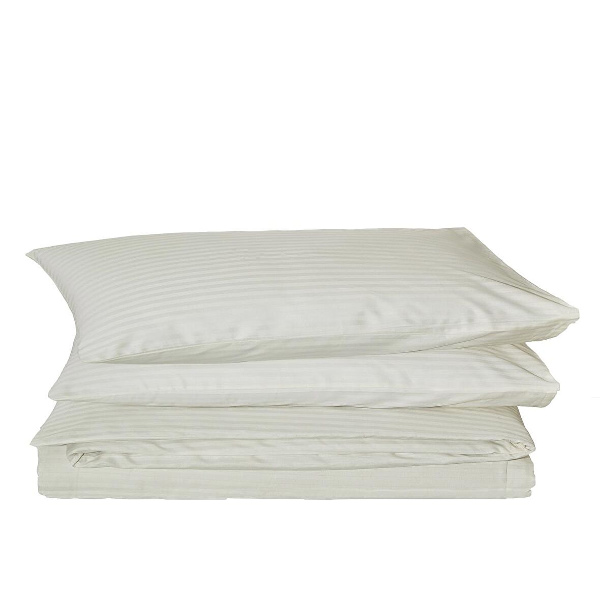 Komfort Home Çift Kişilik Çizgili Pamuk Saten Nevresim Seti / Krem