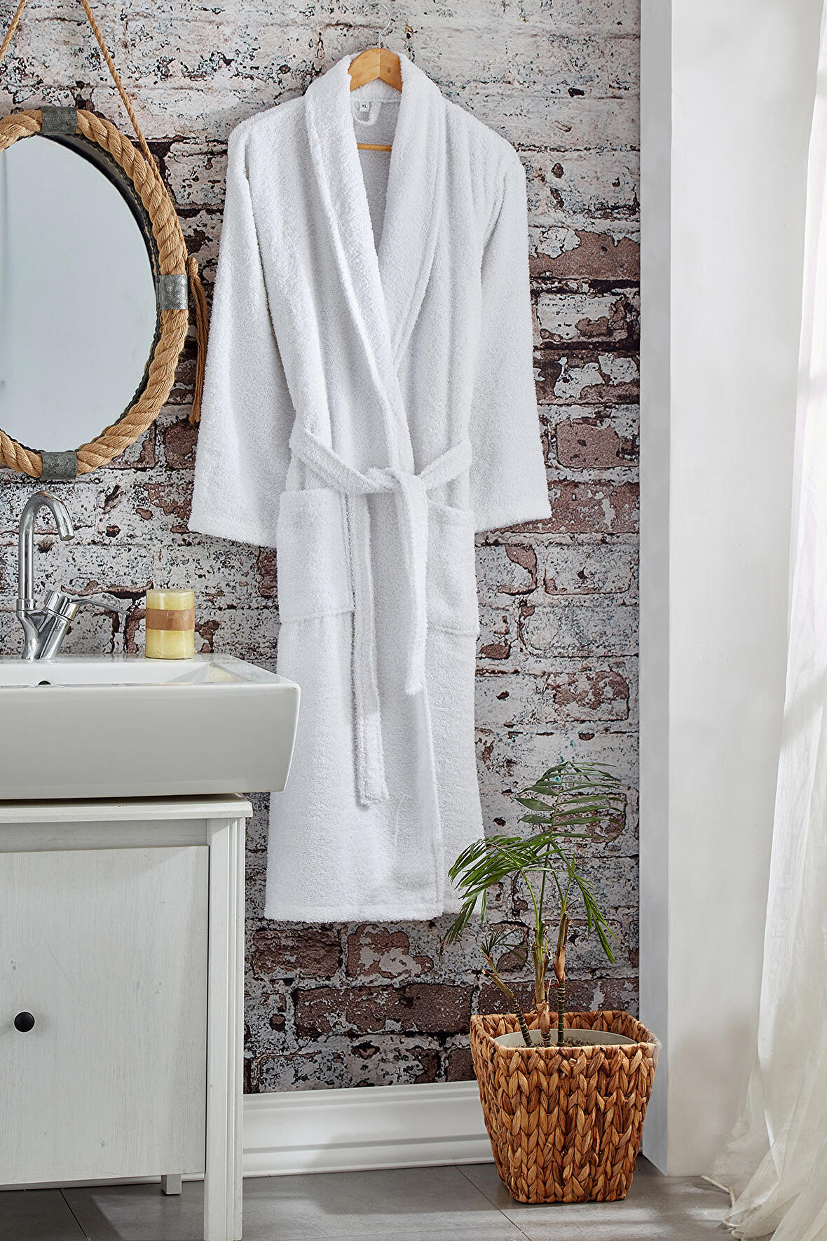 Komfort Home Pamuklu Bornoz - XL Beden - Beyaz