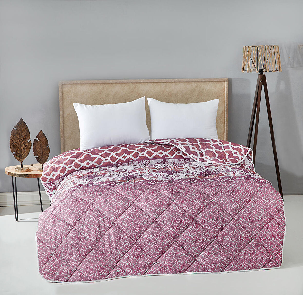 Komfort Home Baskılı Çift Kişilik Microfiber Yorgan + 2 Yastık