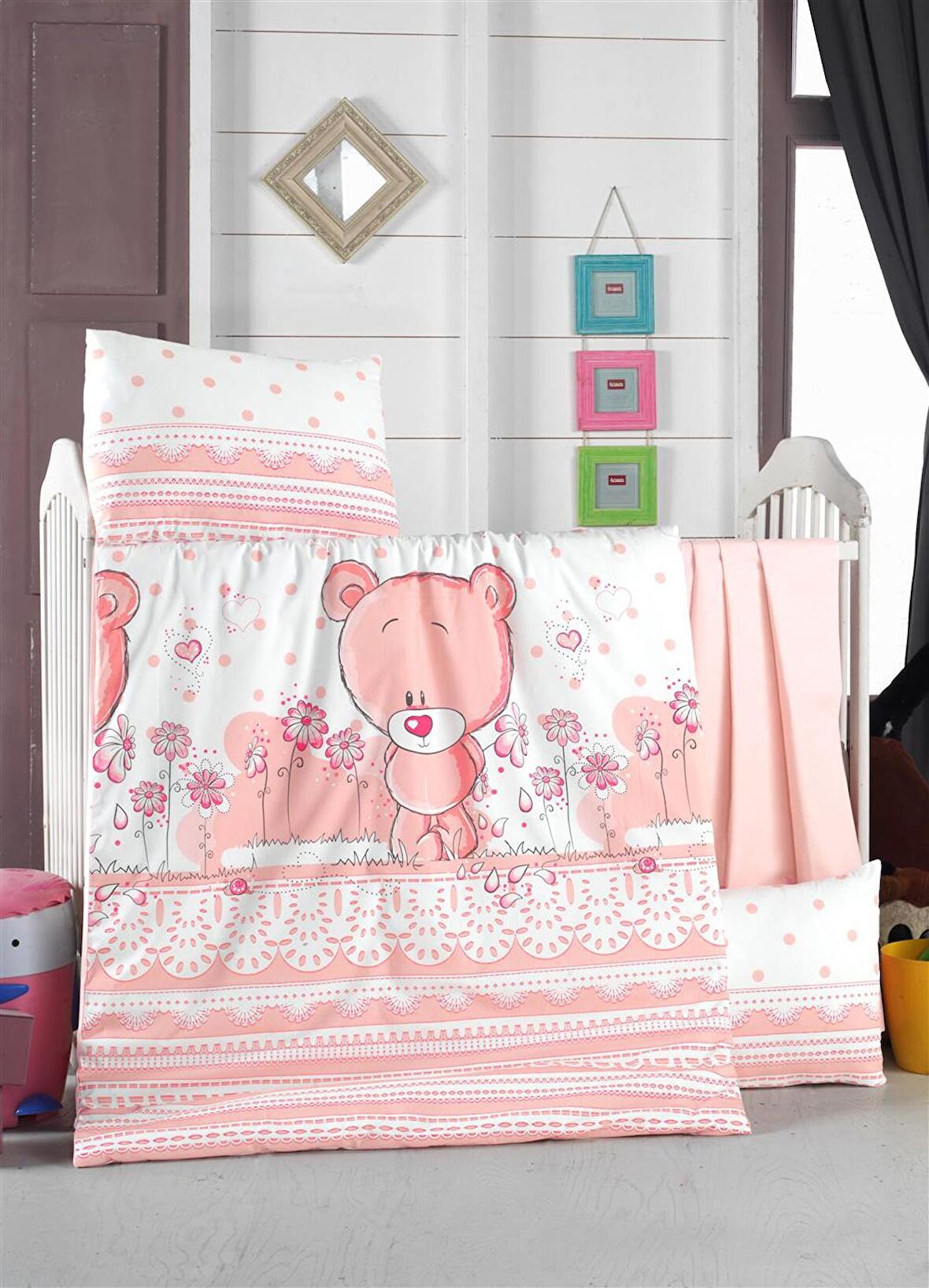 Komfort Home Bebek Nevresim Takımı %100 Pamuk / Pinky