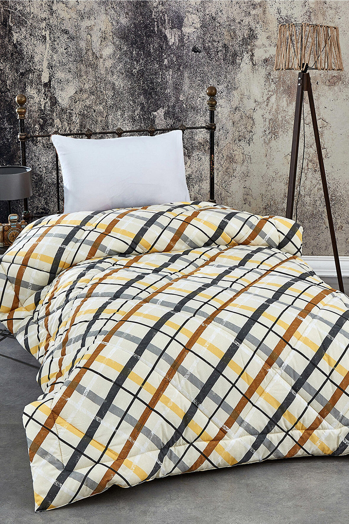 Komfort Home Tek Kişilik Baskılı Pamuklu Silikon Yorgan + Yastık / P14