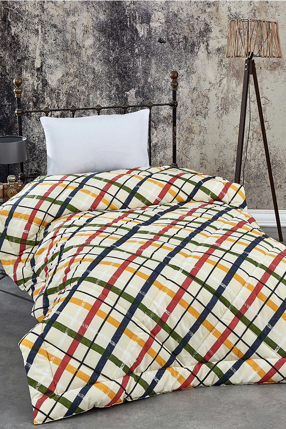 Komfort Home Tek Kişilik Baskılı Pamuklu Silikon Yorgan + Yastık / P15