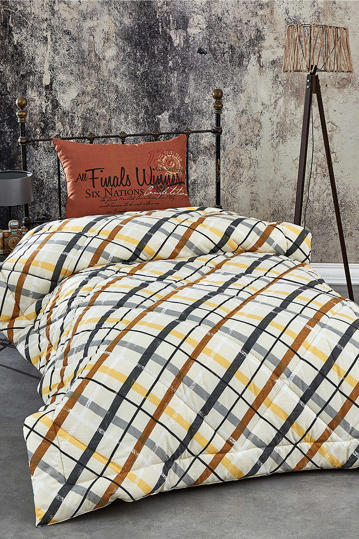 Komfort Home Tek Kişilik Baskılı Pamuklu Silikon Yorgan + Yastık / P19